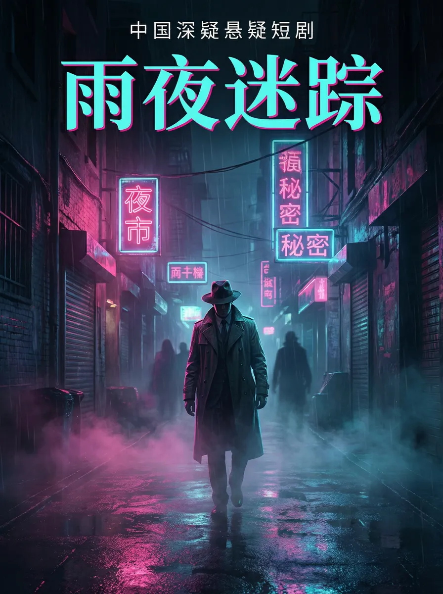超大尺寸哔哩哔哩网站 悬疑追踪短剧 - 雨夜迷踪海报